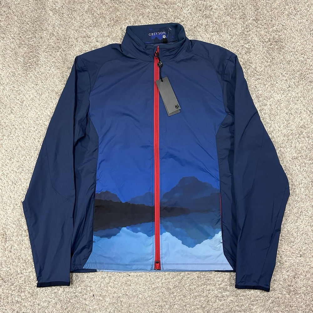 Greyson Painted Landscape Trailwolf Jacket Mens Medium Golf Windbreaker New